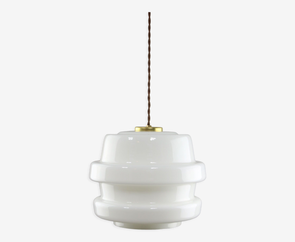 Suspension en verre blanc et laiton