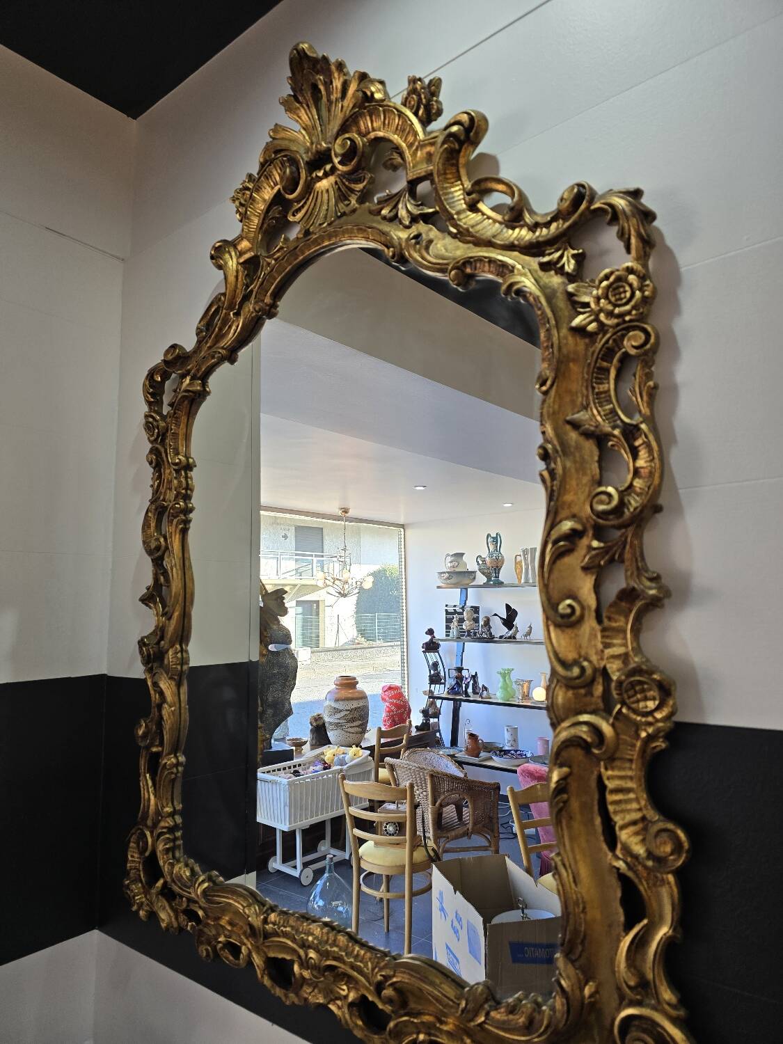 Large golden rocaille mirror