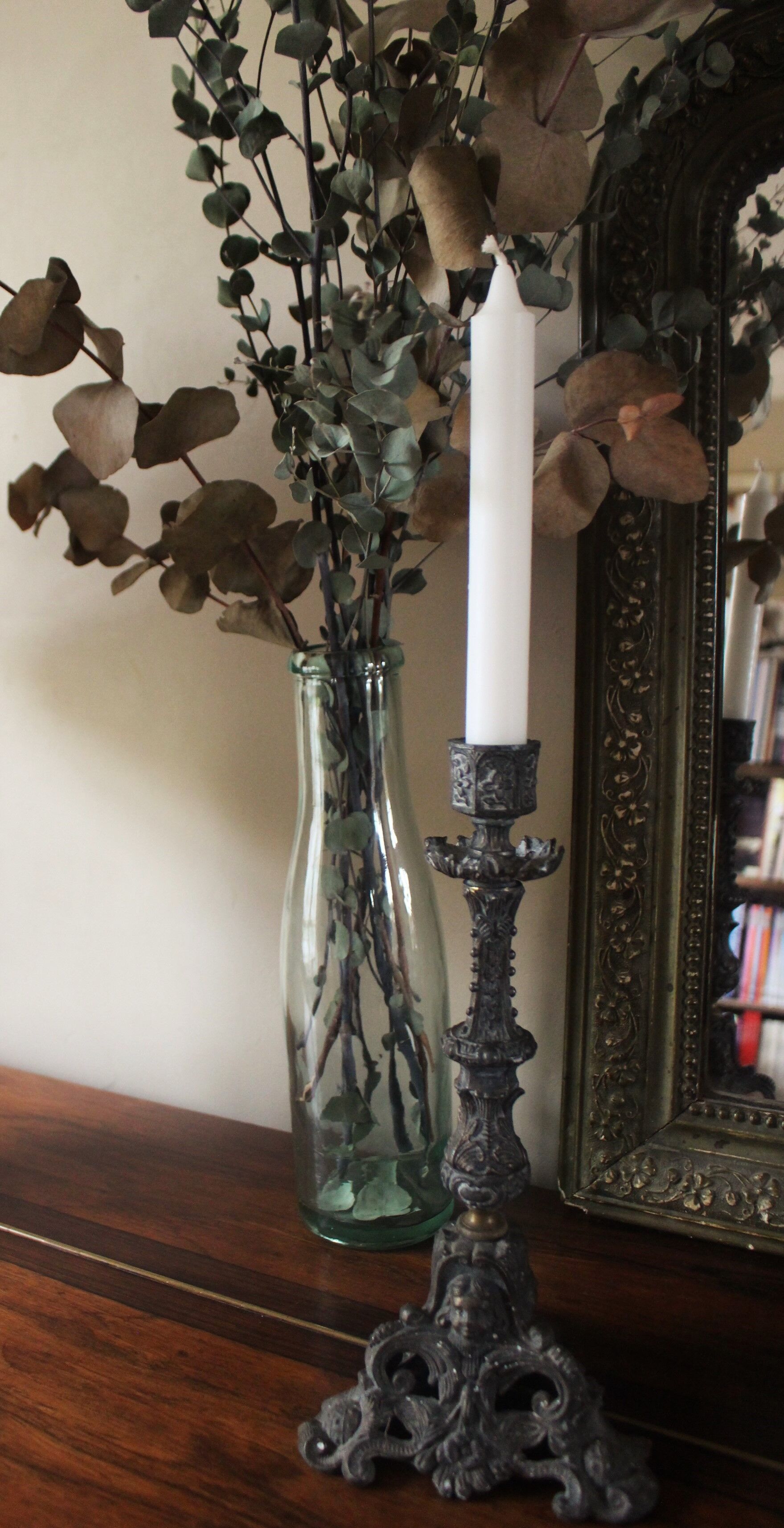Grey cherub church torch candlestick