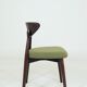 Modern Set of 2 Dining Chairs, Avocado Green Bouclè and Dark Wood