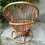 Rattan swivel shell chair