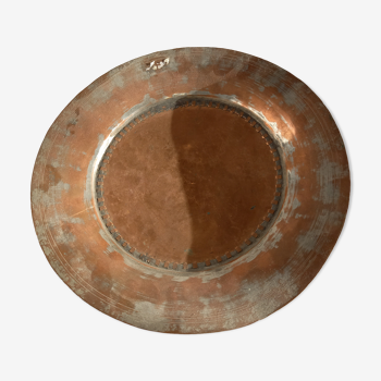 Old flat plate made of solid copper,