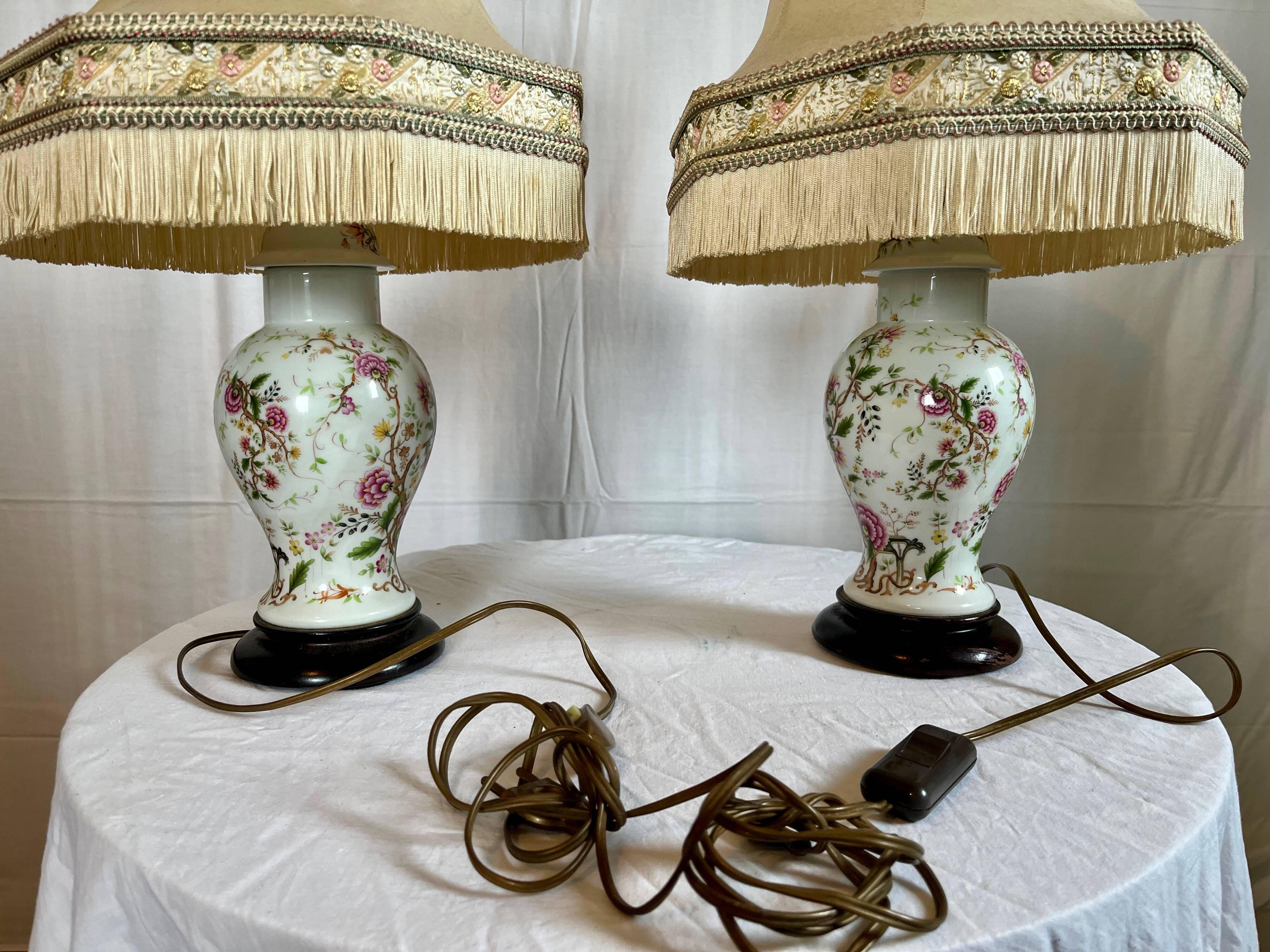 Pair of vintage porcelain lamps