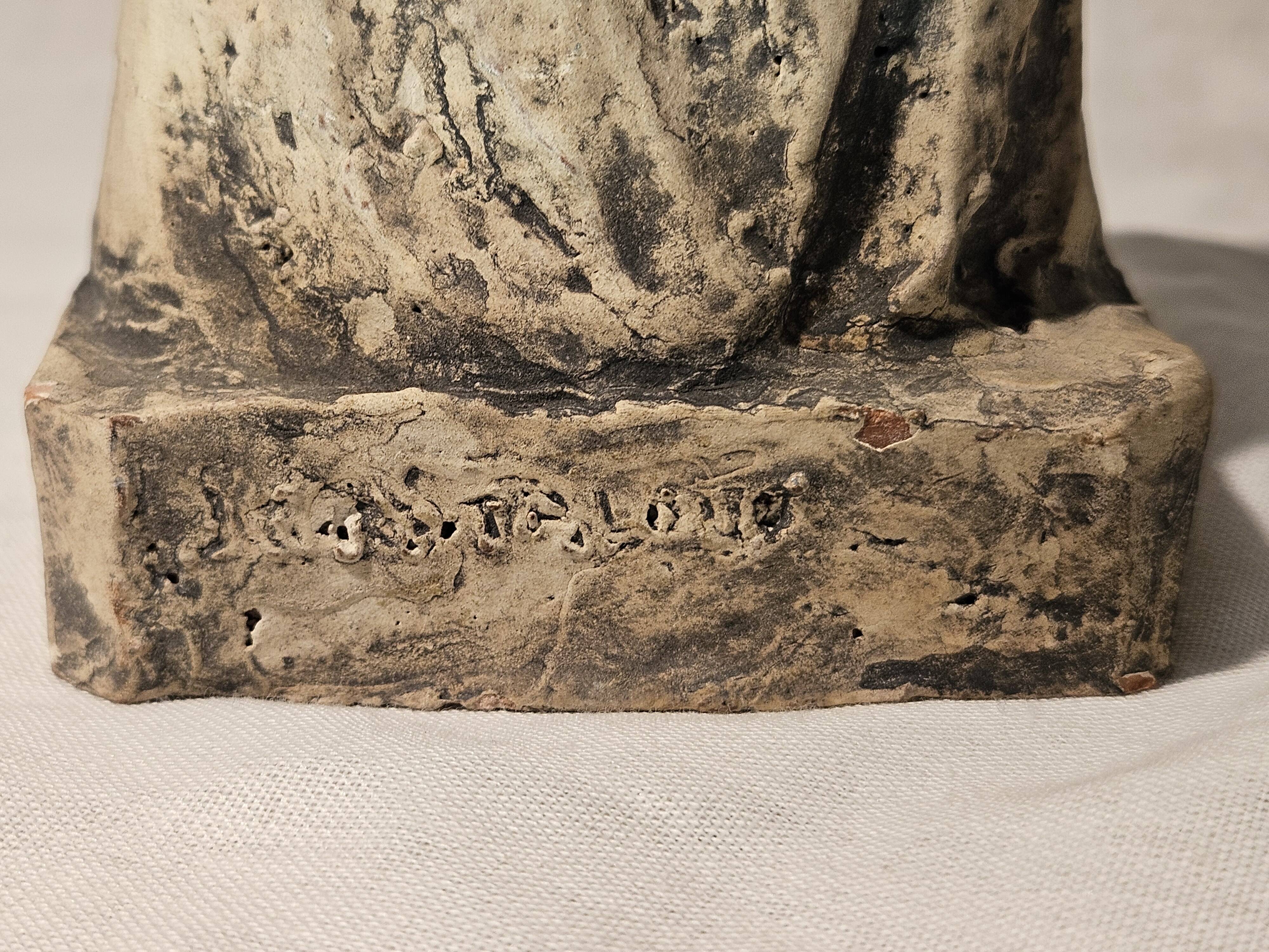 Painted terracotta holy virgin statue