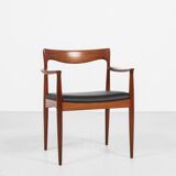 Midcentury Danish chair with armrests in teak and new skai by Arne Vodder for Vamo 1960s
