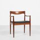 Chaise danoise vintage avec accoudoirs en teck et skaï neuf par Arne Vodder pour Vamo 1960