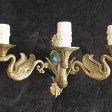 Rare wall sconce in bronze, Empire style, swan.
