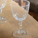 Set of 6 cut glass white stemmed glasses "Camellia"