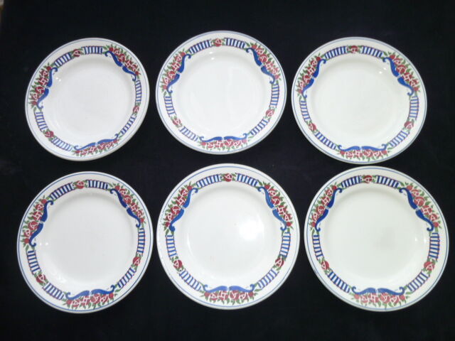 Set of 6 dessert plates Orchies Moulin des Loups Art Deco style