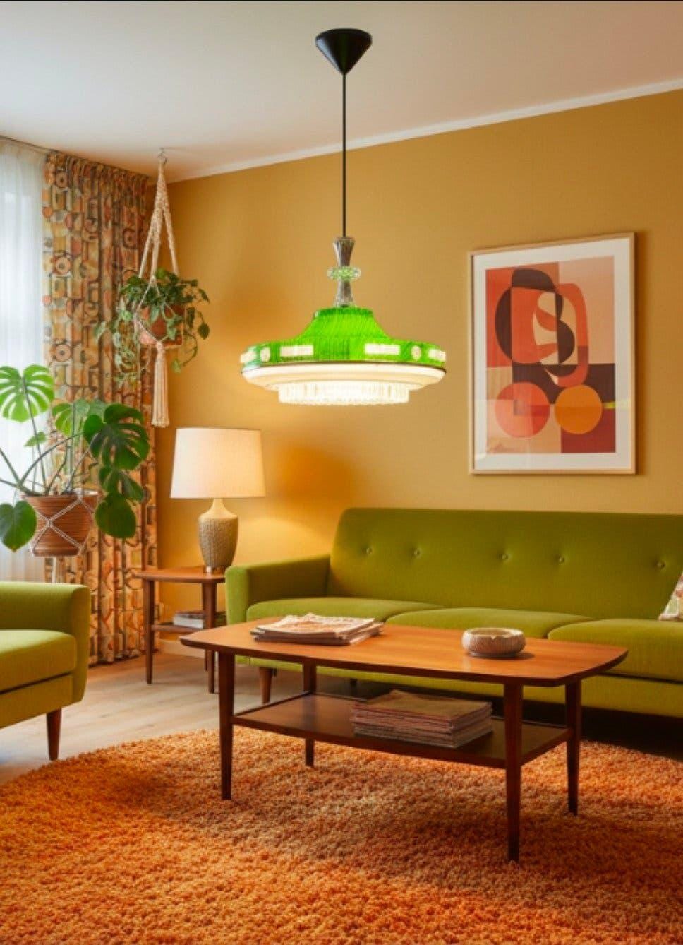Vintage green UFO-shaped pendant light