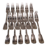 12 fourchettes à escargots métal argenté orfèvre Francia uni-plat