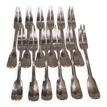 12 snail forks silver plated metal goldsmith Francia uni-flat