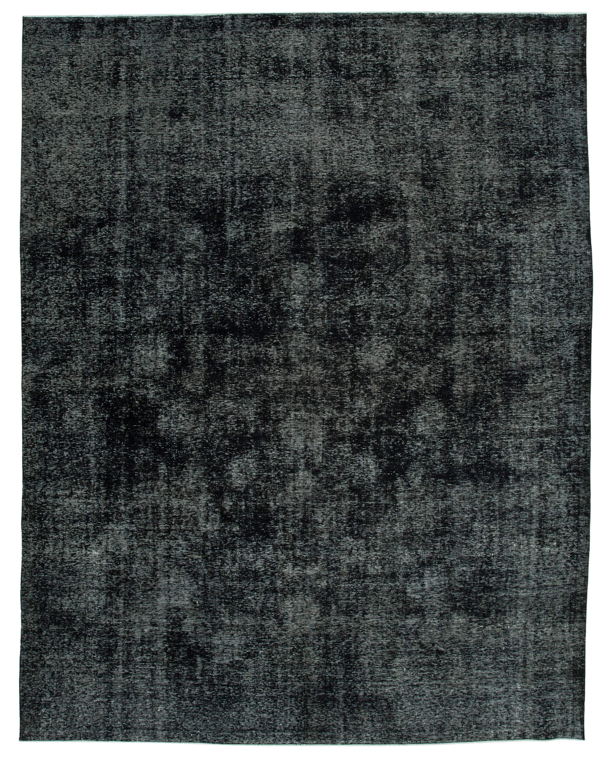 Handwoven Oriental Overdyed 302 cm x 383 cm Black Wool Carpet