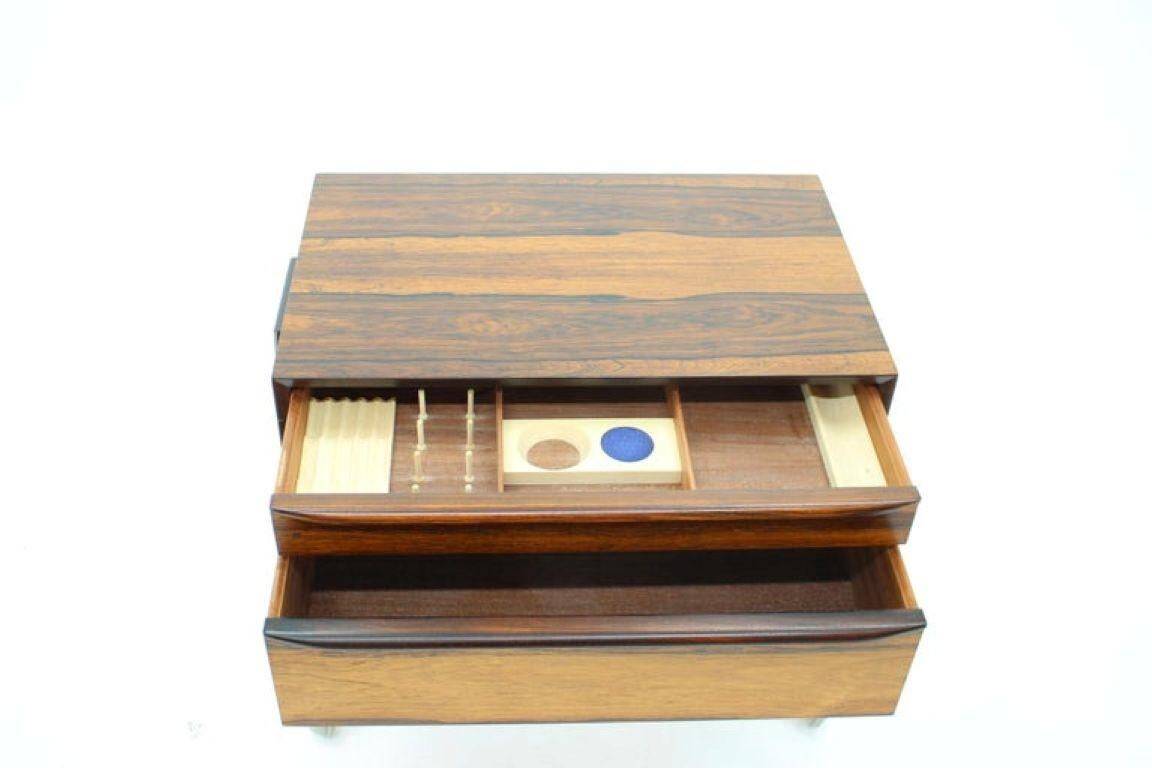Mid-Century Danish Modern Palisander Sewing Cabinet on Wheels, 1960s