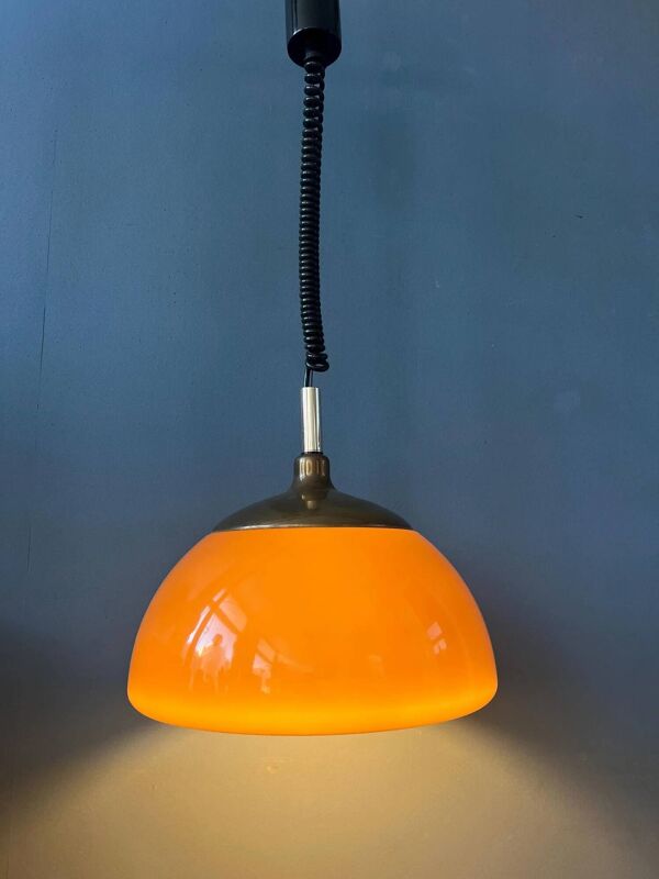 Lampe à Suspension Vintage Cosack Leuchten Plexiglas Marron - Orange