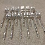 12 silver-plated metal cake forks, Ercuis Russian model.