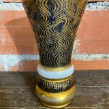 Ancient vase monaco glass polychrome black + gold vintage