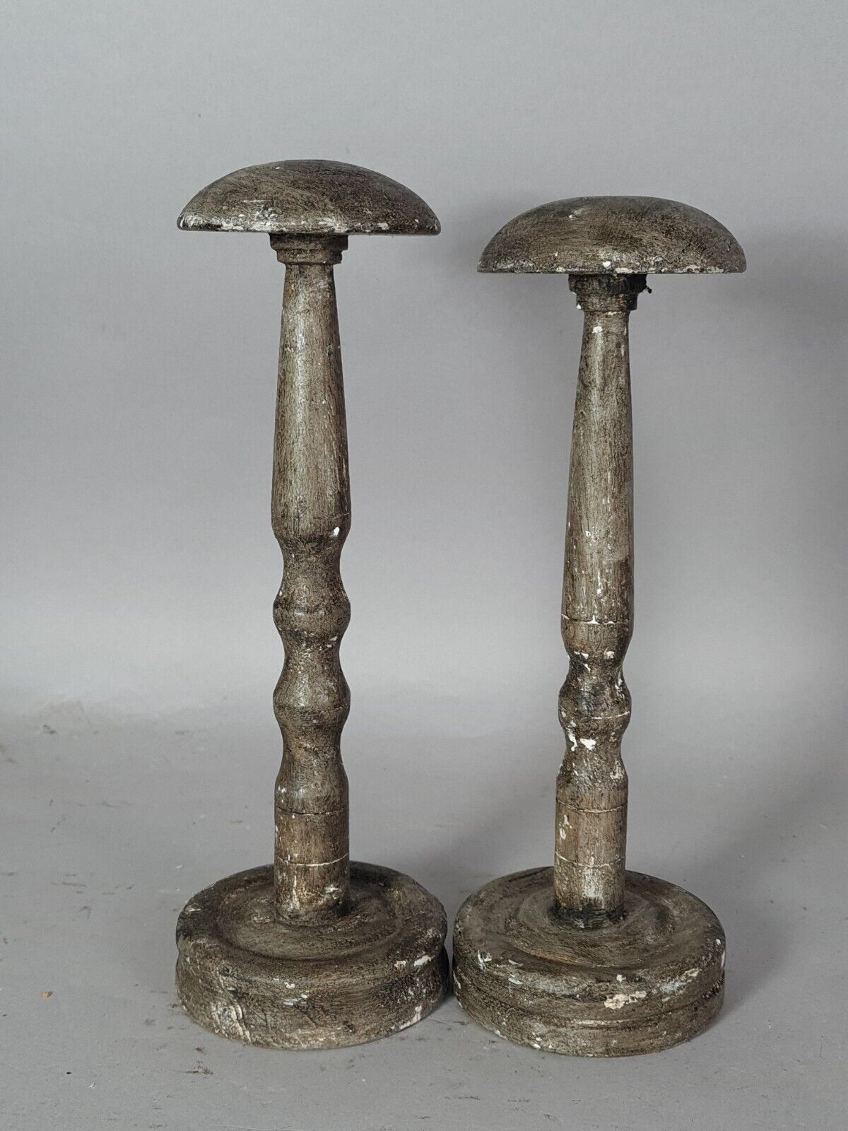 Old pair wooden hat holder patinated vintage 50s