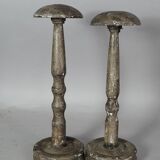 Old pair wooden hat holder patinated vintage 50s