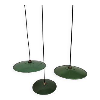 Enameled sheet metal pendant lights
