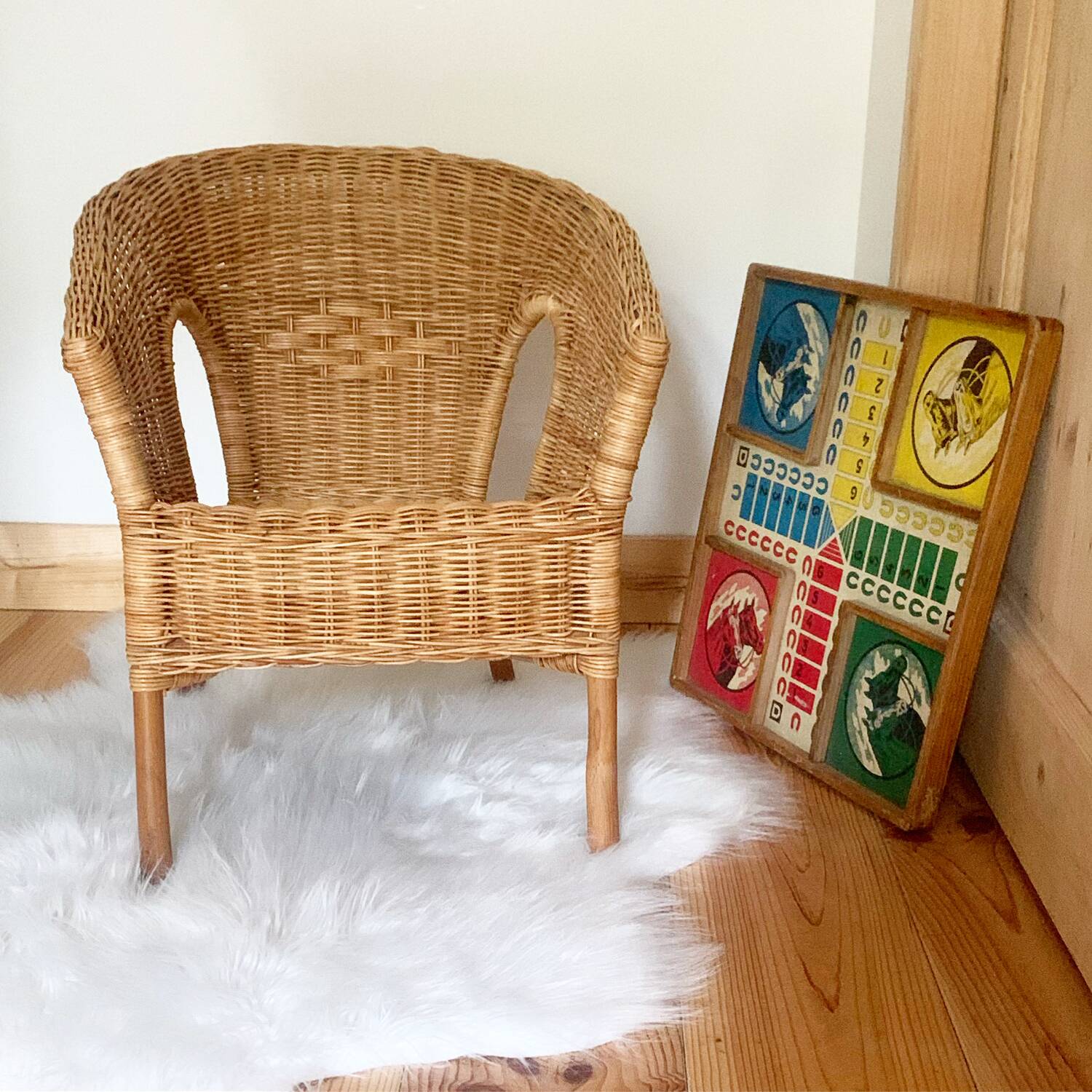 Vintage children's armchair in wicker and rattan