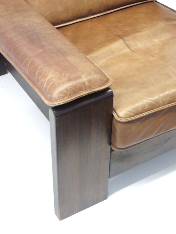 Chaise vintage Leolux en cuir épais couleur cognac par Harry de Groot fabriqué dans les années 60