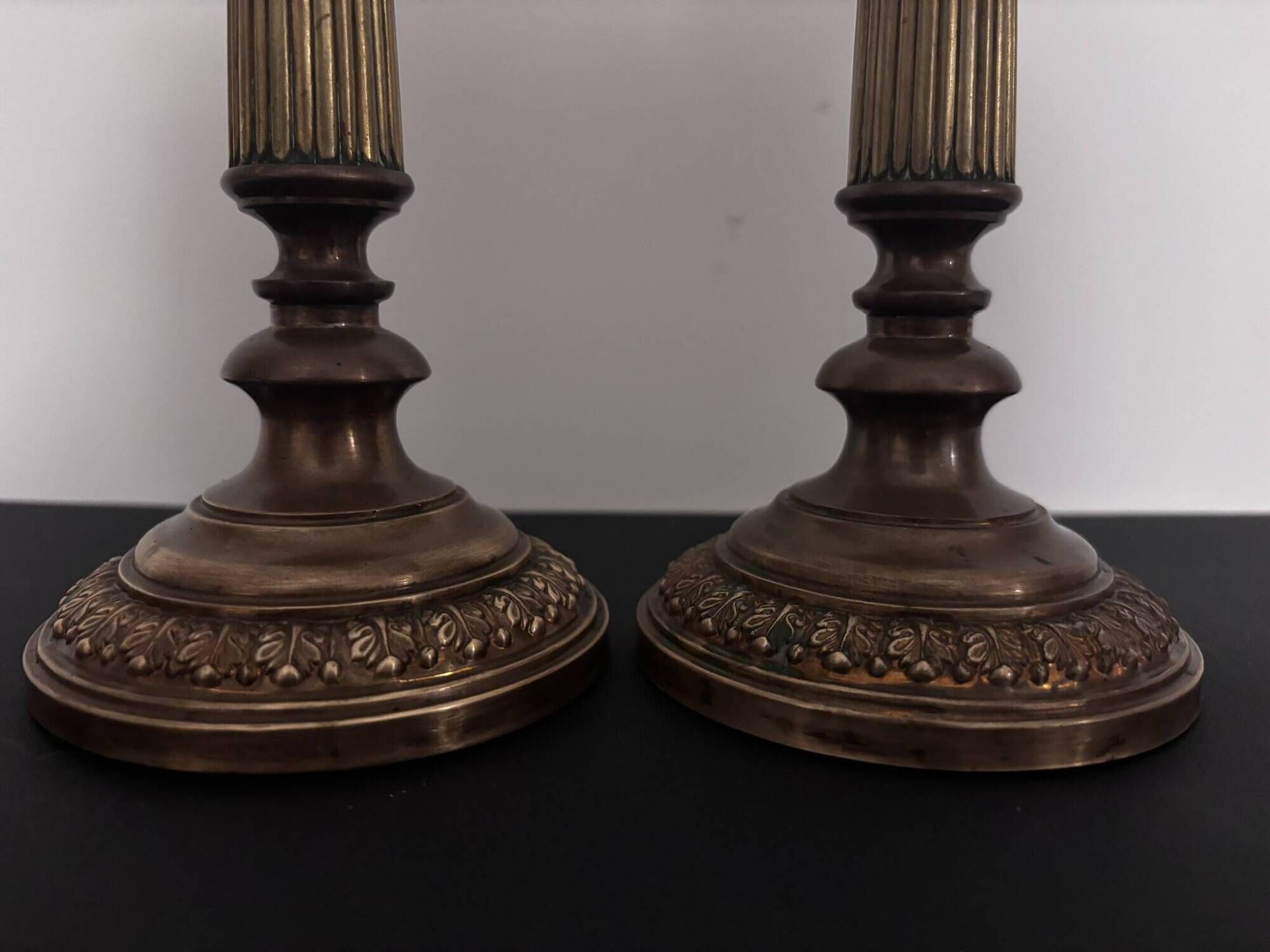 Set of 2 Antique Bronze Candle Holders - Louis XVI Style