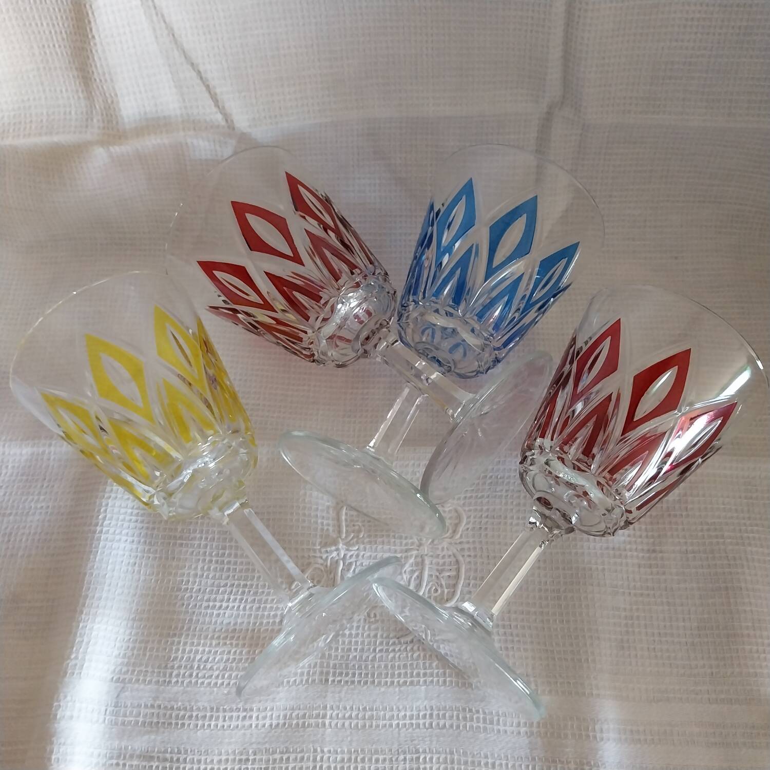 Vintage Arlequin crystal footed glasses