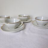 Set of 4 bistro coffee cups with gold rim