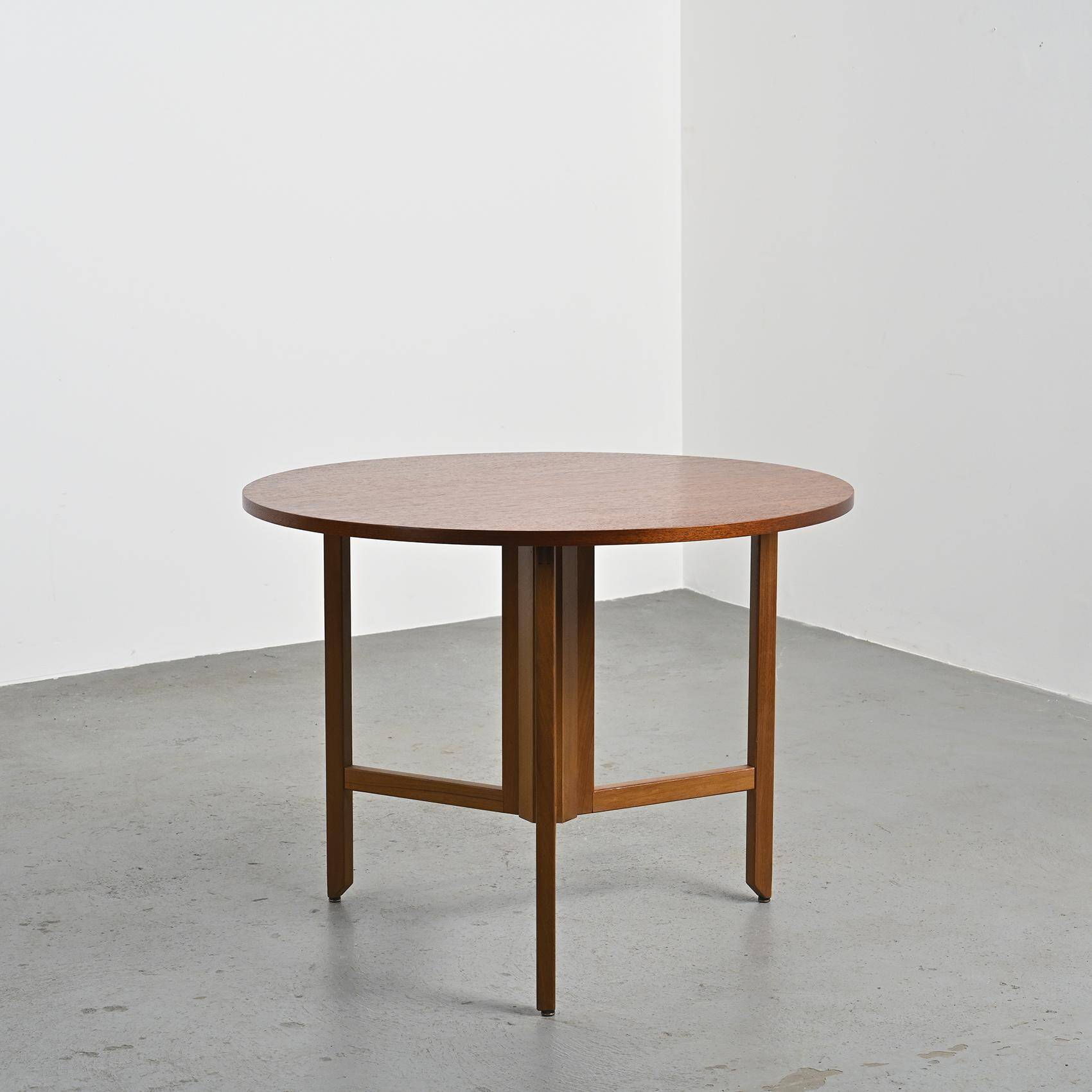 André Sornay round mahogany table, Sornay Furniture 1960