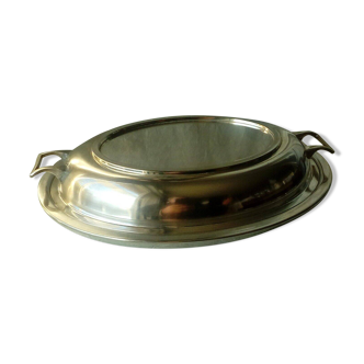Covered dish in silver metal bell