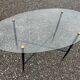 Oval glass and brass coffee table 1950