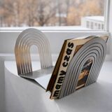 Support de disque vinyle en acier inoxydable brossé Veliento "Arc Wave"