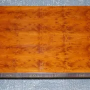 Coffee Table with 3 Drawers Military Campaign in Yew Wood, Elm and Brass, 1950s