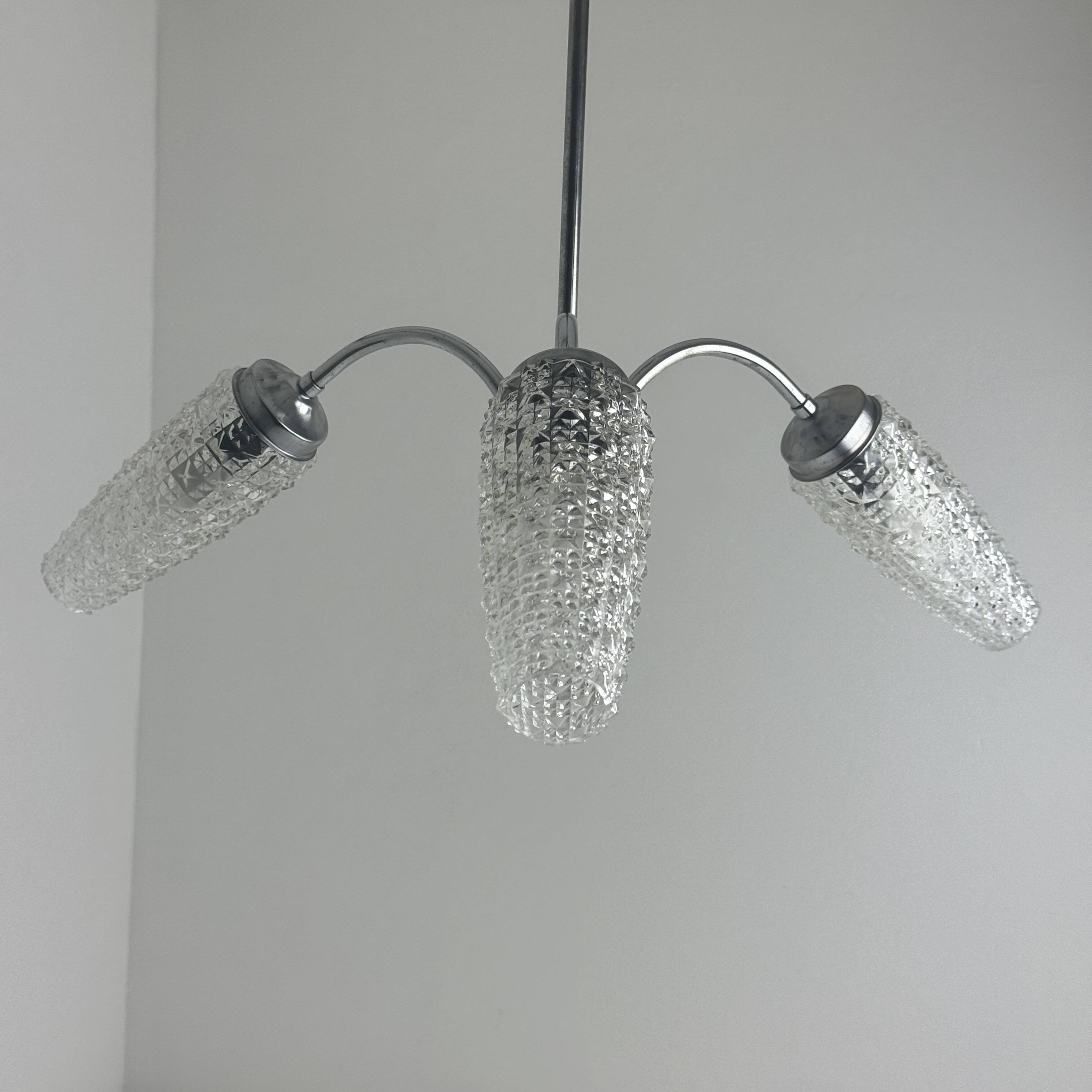 Antique 3-bulb vintage chandelier 1960