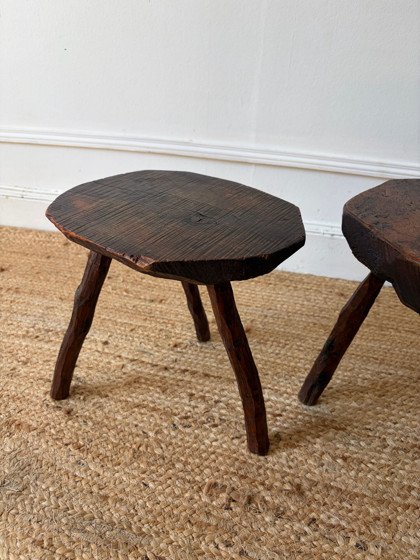 Paire de tabourets brutalistes 1950