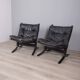 Pair of vintage leather armchairs from the 1970s, "Siesta", designed by I.