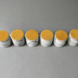 6 egg cups in white marble with gray veins, 1970s