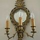french antique Louis XlV bronze beveled mirror with 3 lights