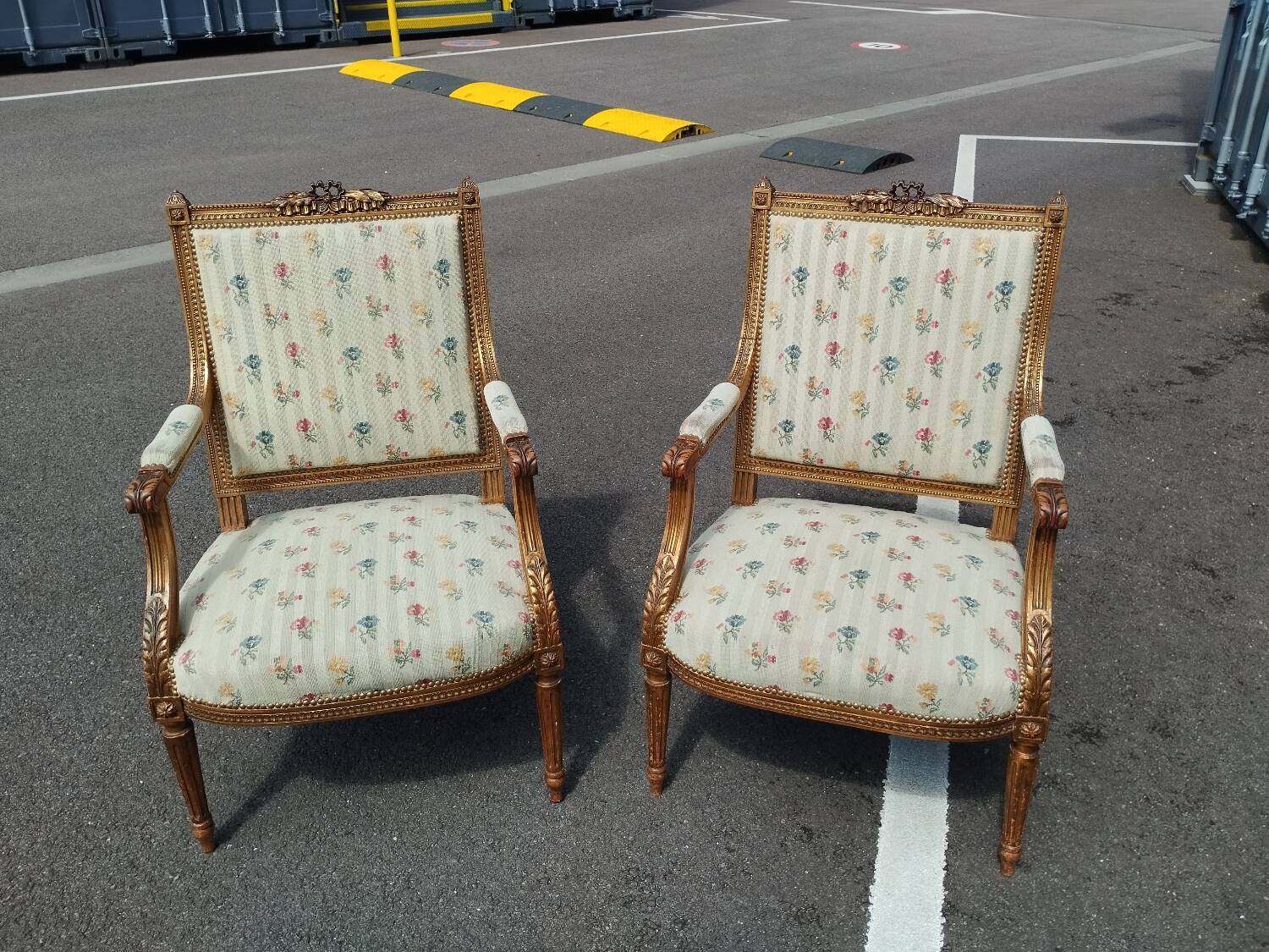 Pair of old Louis XVI style armchairs