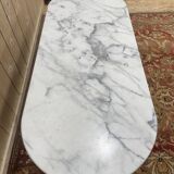 Table de bistrot en fer et marbre 160 cm