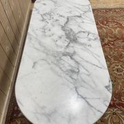 Table de bistrot en fer et marbre 160 cm