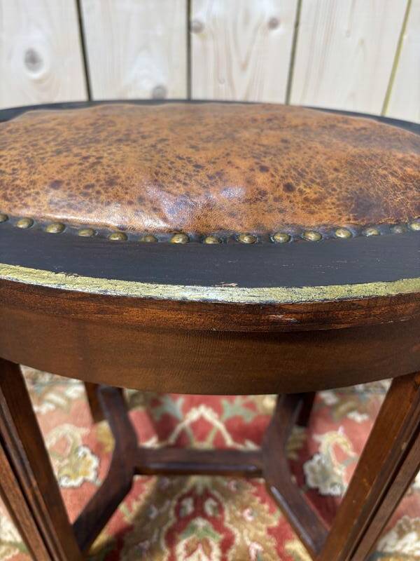 Tabouret de piano assise cuir art déco