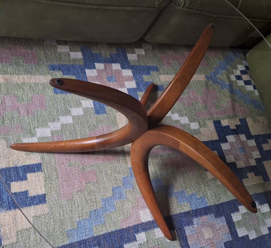Mid century Danish teak coffee table with circular glass top, 1960s