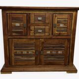 Buffet en bois d'acacia massif 4 portes, 2 tiroirs