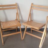 Pair of vintage wooden folding chairs