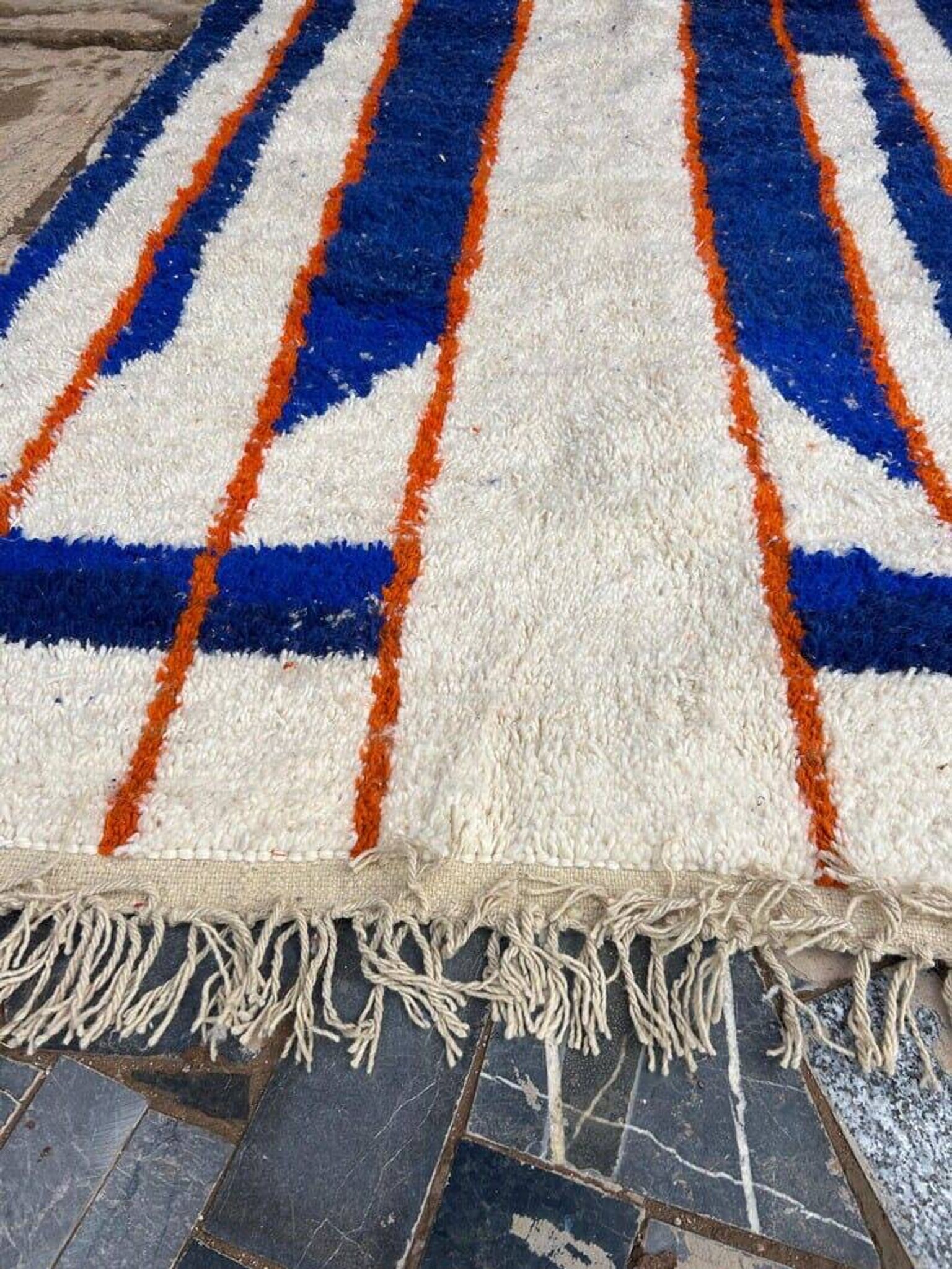 Handmade natural wool rug size 100 x 200 cm