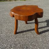 Brutalist style coffee table in vintage solid wood