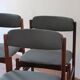 6 Scandinavian chairs in rosewood, with green-grey seats.