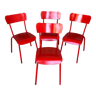 Série de 4 chaises métal rouge